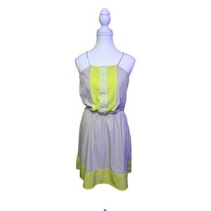 Maurices Neon Yellow Colorblock Halter Mini Dress S